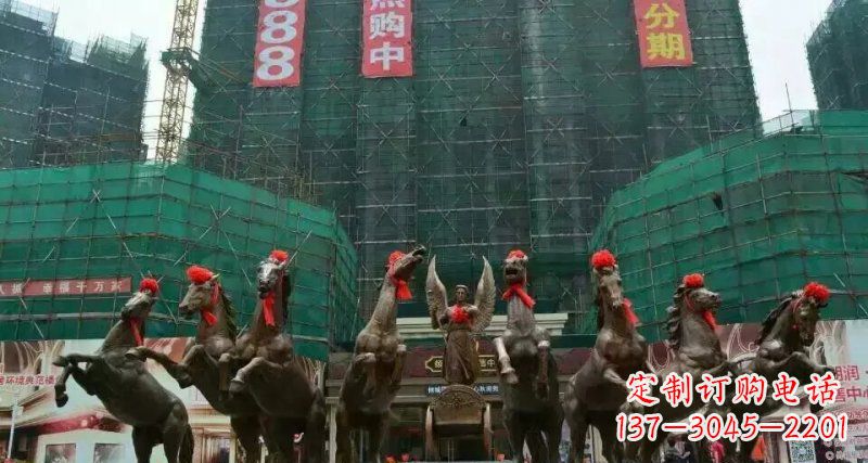 贵阳阿波罗八匹马踏浪而来景观马群铜雕