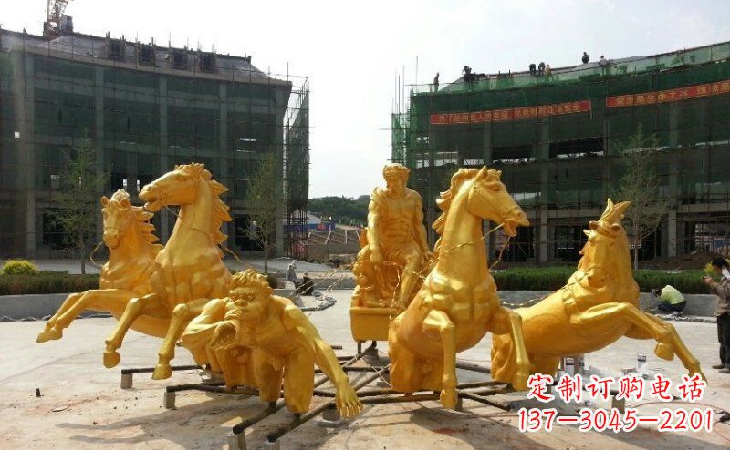 贵阳阿波罗战车玻璃钢仿铜景观雕塑 