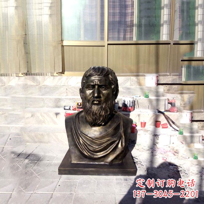 贵阳柏拉图仿铜头像-玻璃钢仿铜世界名人雕塑