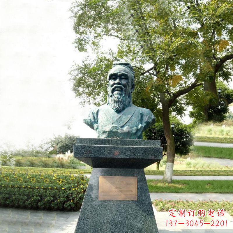贵阳扁鹊石雕头像-公园中国古代十大名医历史著名医学人物雕塑