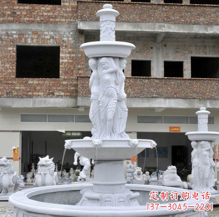 贵阳别墅景观汉白玉西方人物喷泉石雕