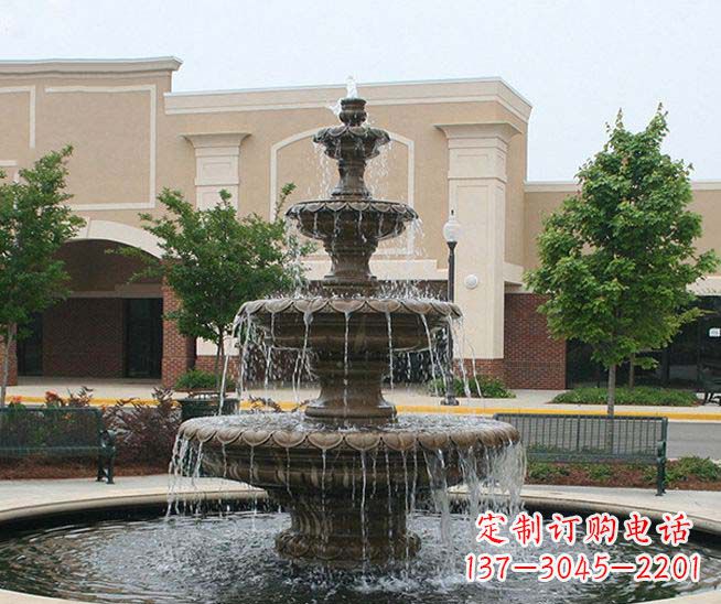 贵阳别墅景观石雕多层喷泉雕塑 (3)