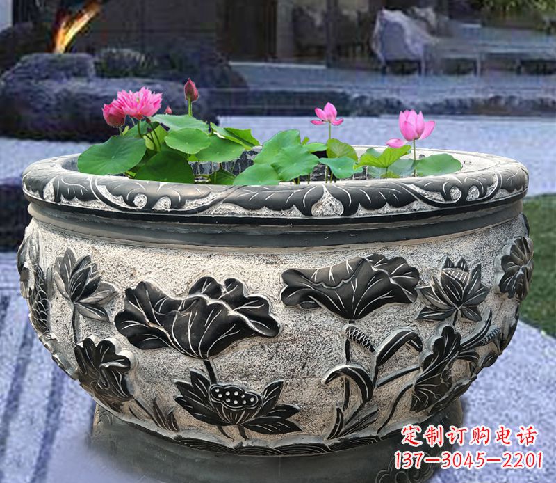 贵阳别墅庭院石雕鱼缸