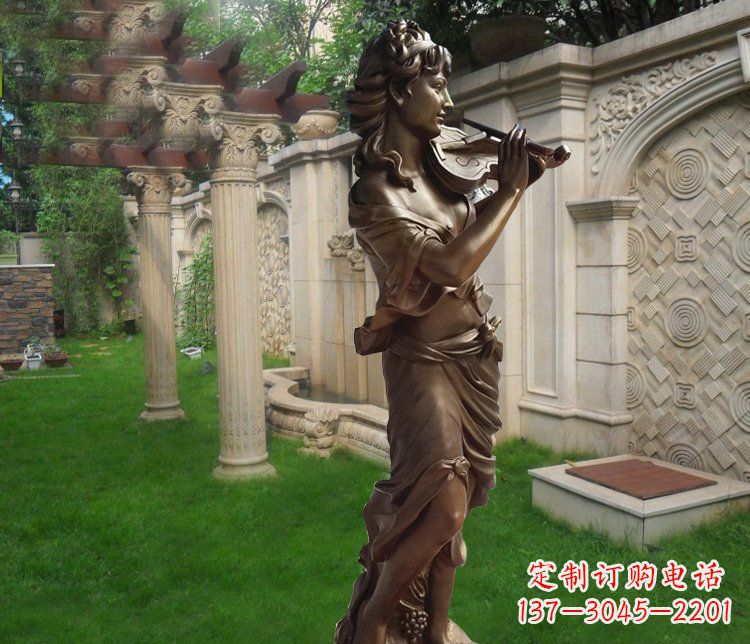 贵阳别墅西方女人玻璃钢仿铜景观雕塑