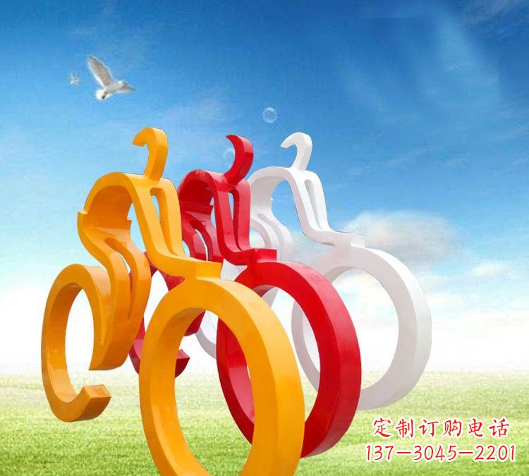 贵阳玻璃钢艺术自行车雕塑