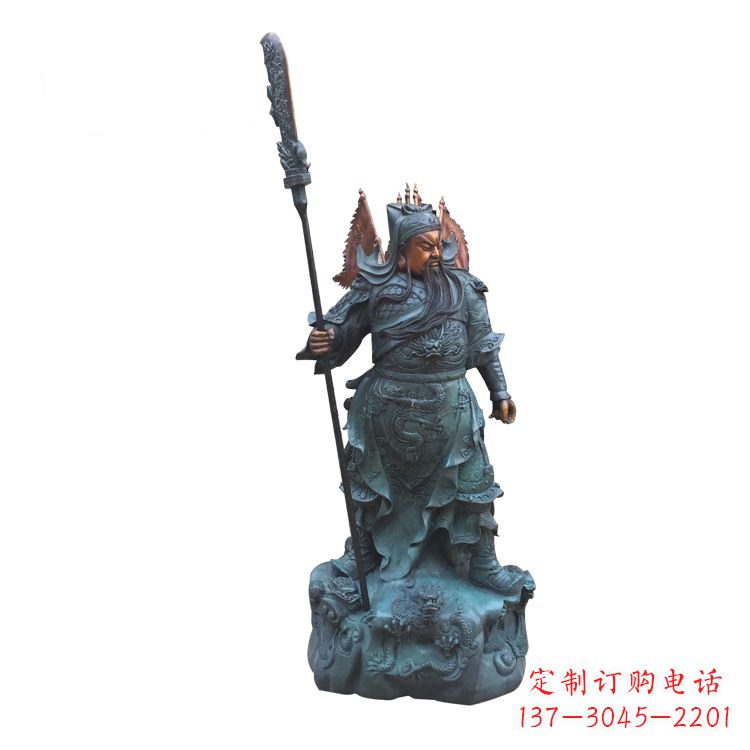 贵阳玻璃钢仿铜彩绘关公像精美雕塑艺术品
