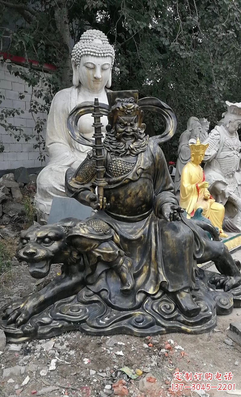 贵阳玻璃钢仿铜赵公明雕塑