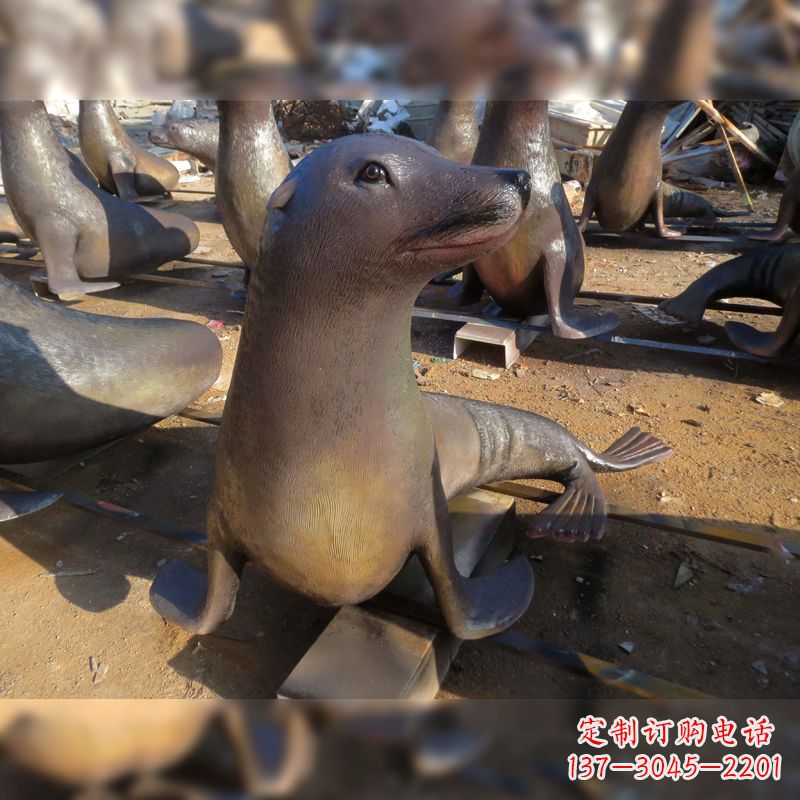 贵阳玻璃钢仿真海豹雕塑