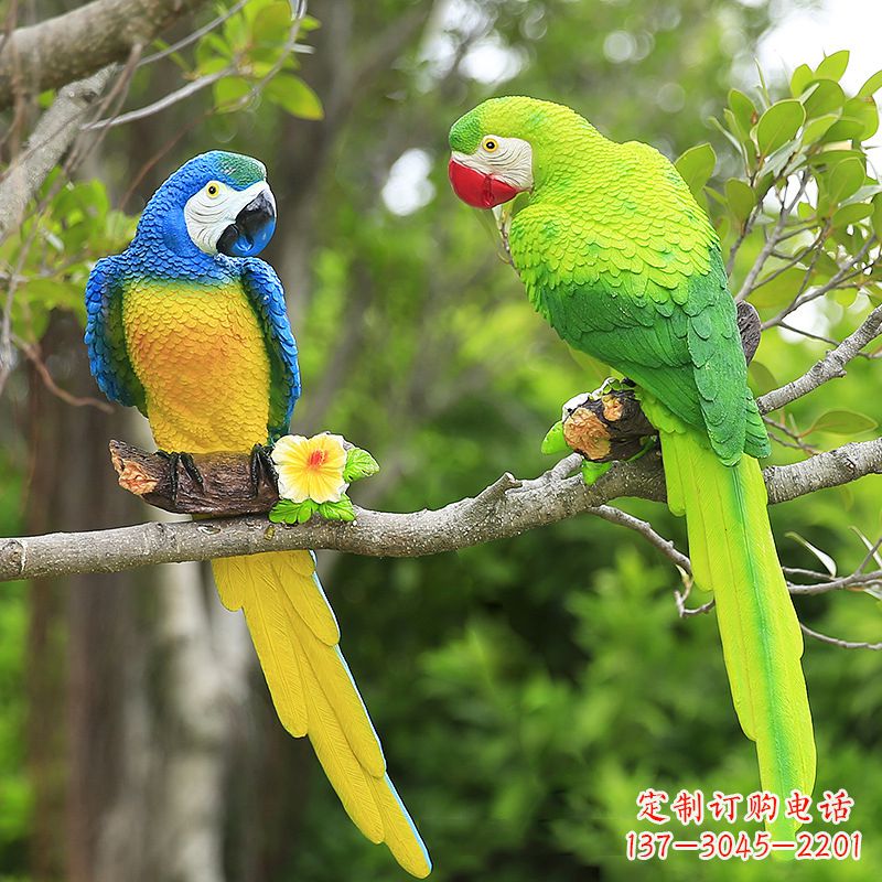 贵阳玻璃钢仿真鹦鹉-公园动物雕塑摆件