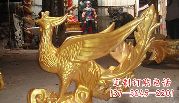 贵阳玻璃钢凤凰仿铜动物雕塑传承传统文化