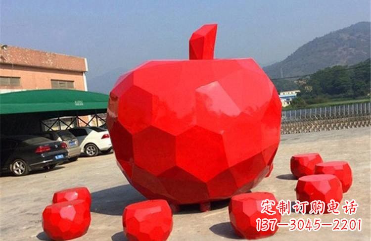 贵阳玻璃钢公园彩绘几何苹果雕塑艺术精美绝伦