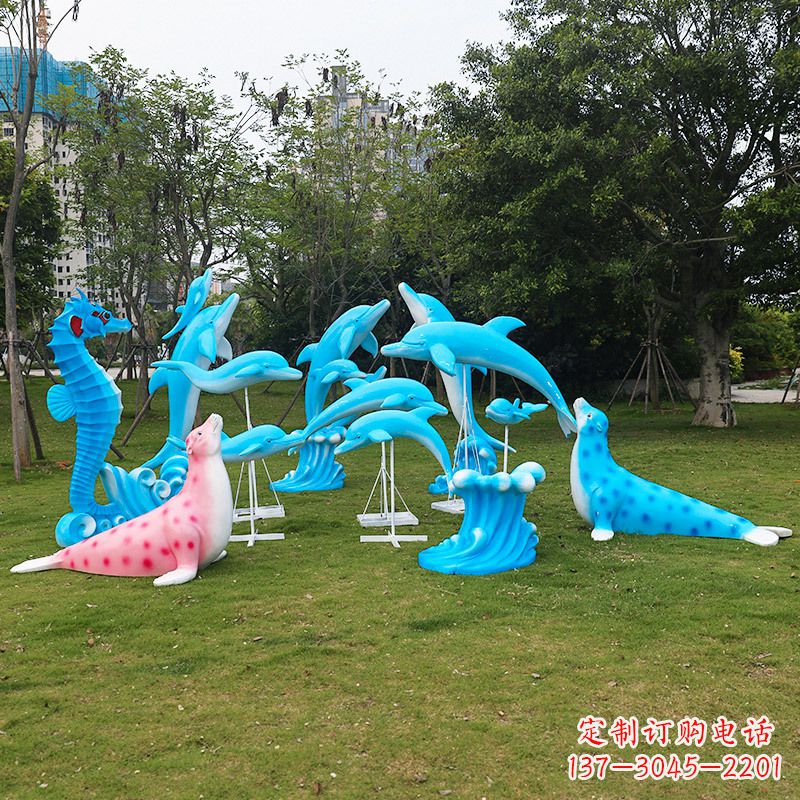 贵阳玻璃钢海豚彩绘雕塑