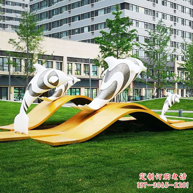 贵阳玻璃钢海豚景观雕塑精致的城市动物雕塑