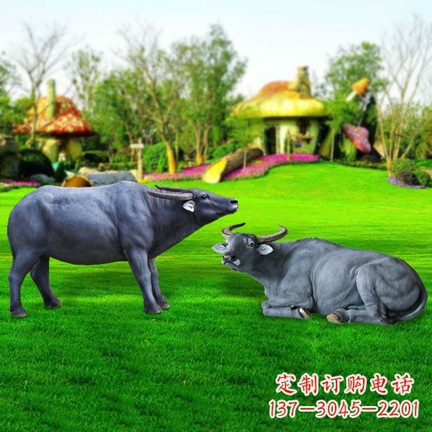 贵阳玻璃钢水牛雕塑,复古农家院情怀