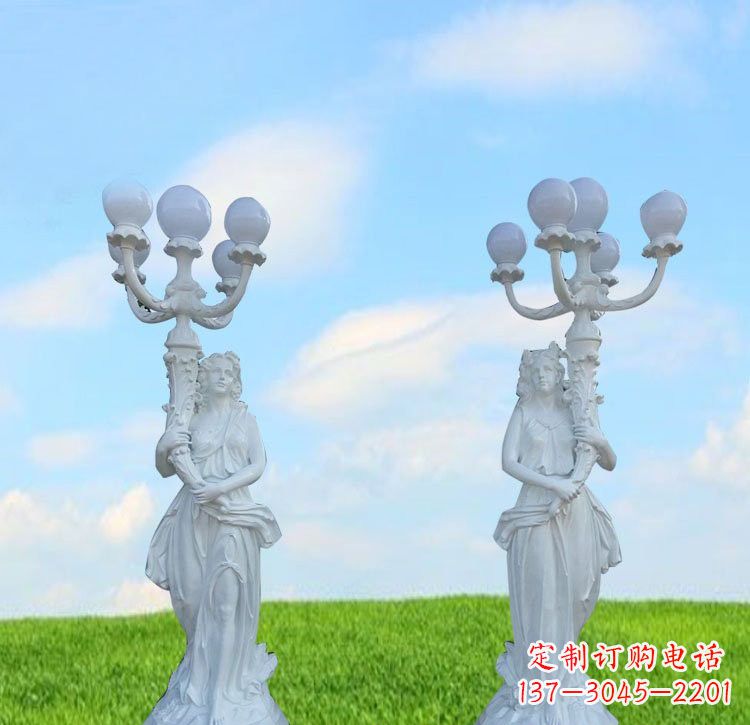 贵阳美女雕塑玻璃钢西方美女路灯的艺术精髓
