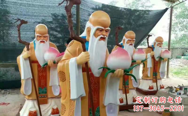 贵阳玻璃钢宗教庙宇神像彩绘老寿星雕塑