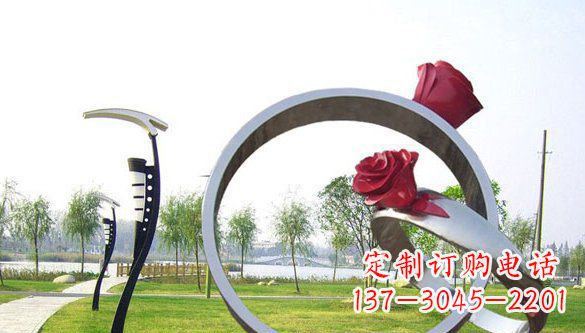 贵阳不锈钢爱情戒指浪漫雕塑艺术