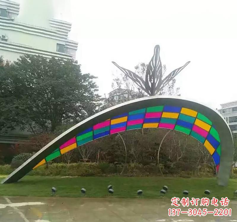 贵阳不锈钢彩色拼接拱门雕塑