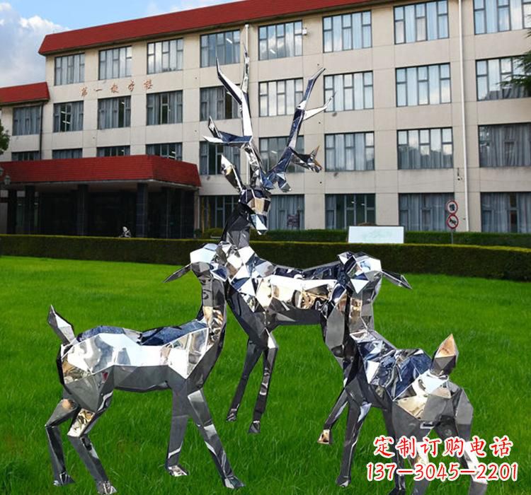 贵阳不锈钢草坪麋鹿雕塑