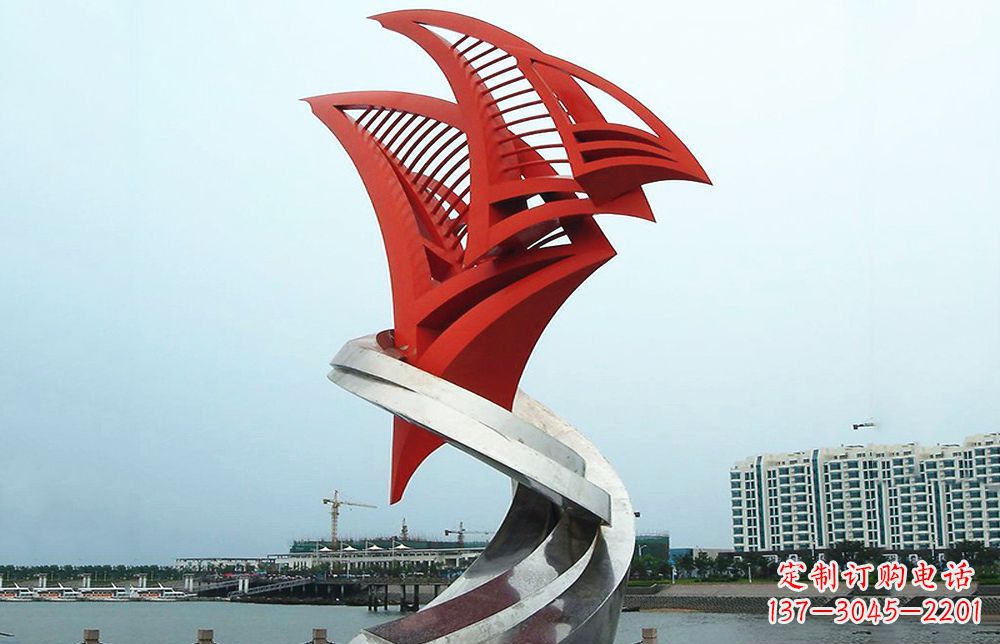 贵阳海洋之舟——不锈钢抽象帆船海边景观雕塑