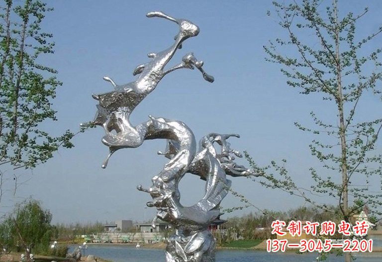 贵阳不锈钢抽象蛟龙出海雕塑