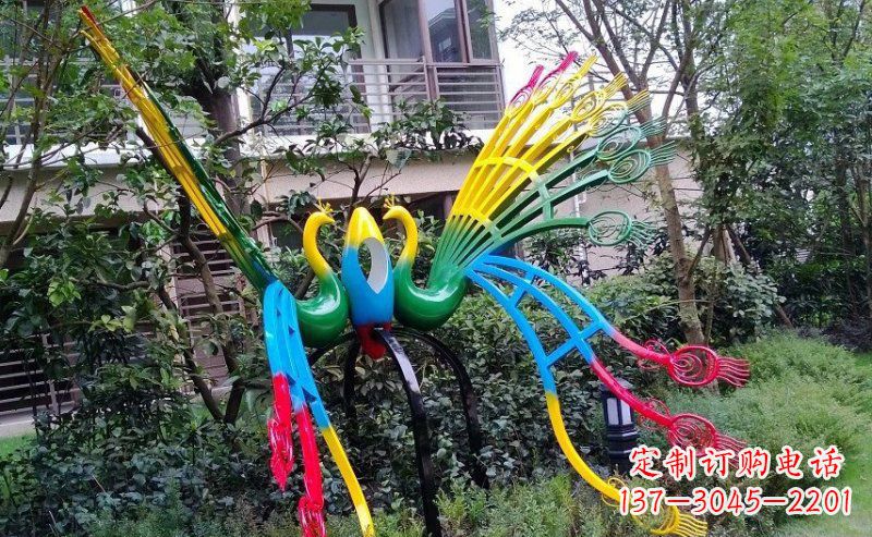 贵阳不锈钢抽象孔雀雕塑 (4)