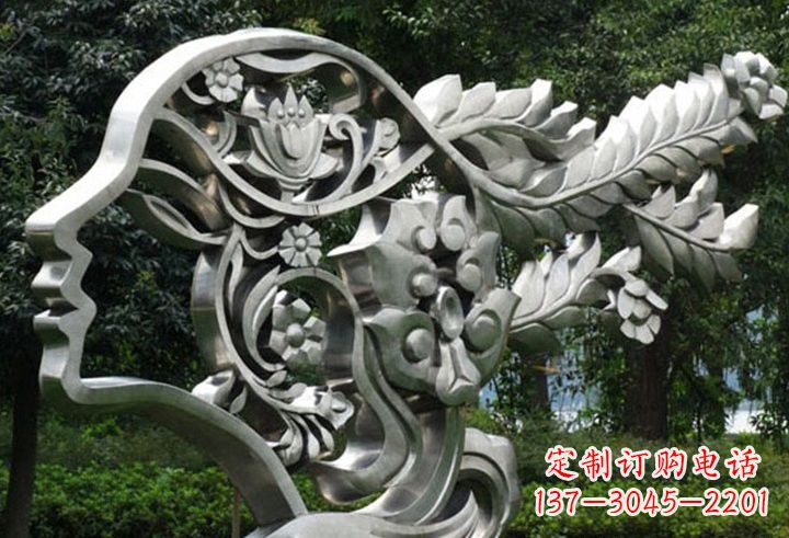 贵阳不锈钢抽象美女轮廓雕塑