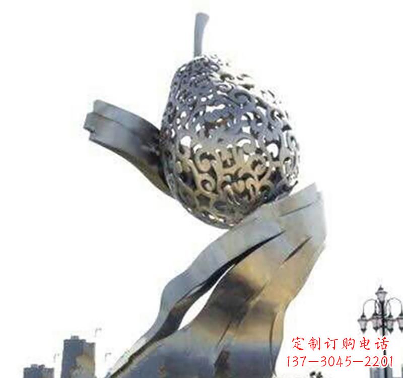 贵阳不锈钢梨雕塑艺术结合精美外形