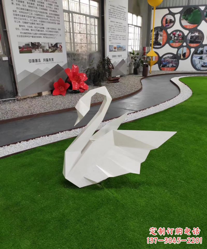 贵阳不锈钢折纸天鹅雕塑