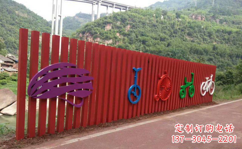 贵阳不锈钢自行车雕塑点缀公园景观