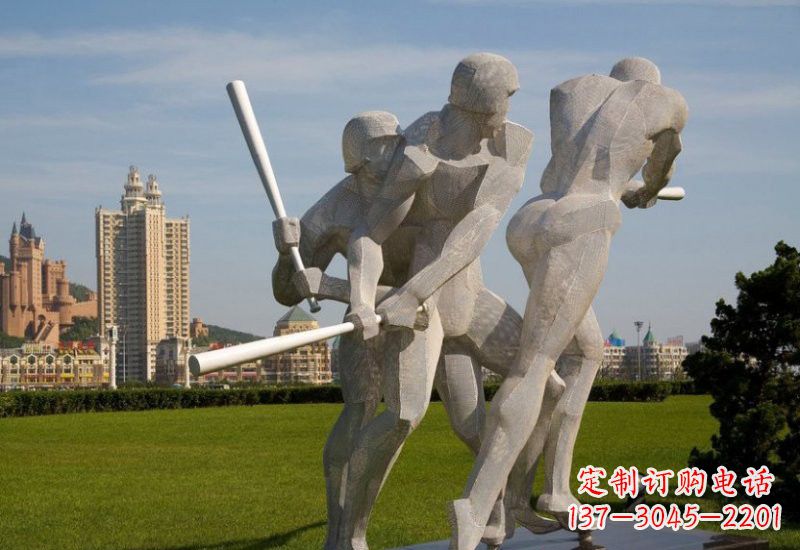 贵阳不锈钢打棒球人物雕塑2