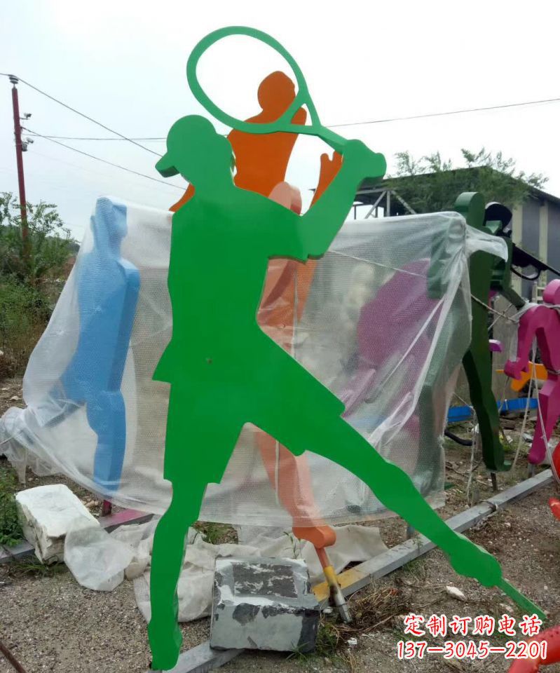 贵阳不锈钢打羽毛球抽象人物雕塑
