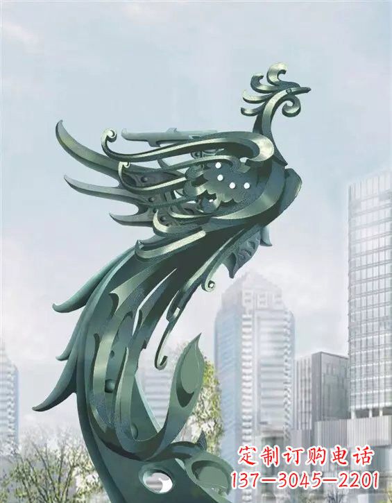 贵阳不锈钢大型凤凰雕塑美丽而神秘