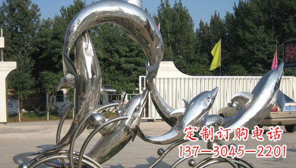 贵阳不锈钢动物海豚雕塑 (2)