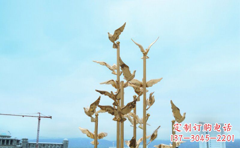 贵阳不锈钢飞翔的鸽子雕塑传递自由、和平的美好祝愿