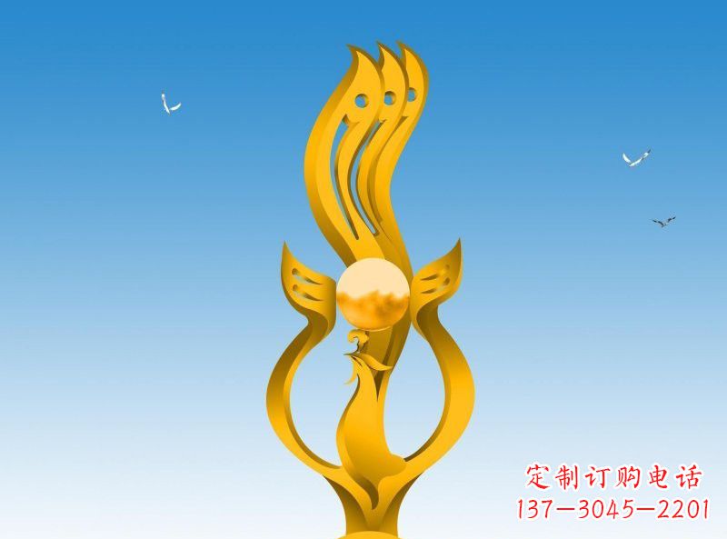 贵阳不锈钢凤凰雕塑灿烂外形,精美艺术