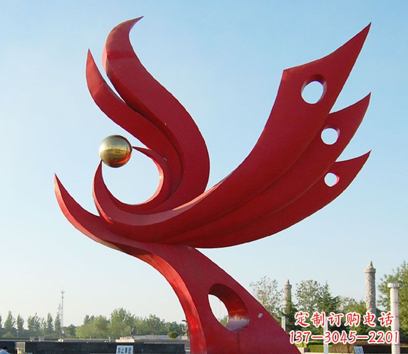 贵阳不锈钢凤凰广场雕塑 (2)