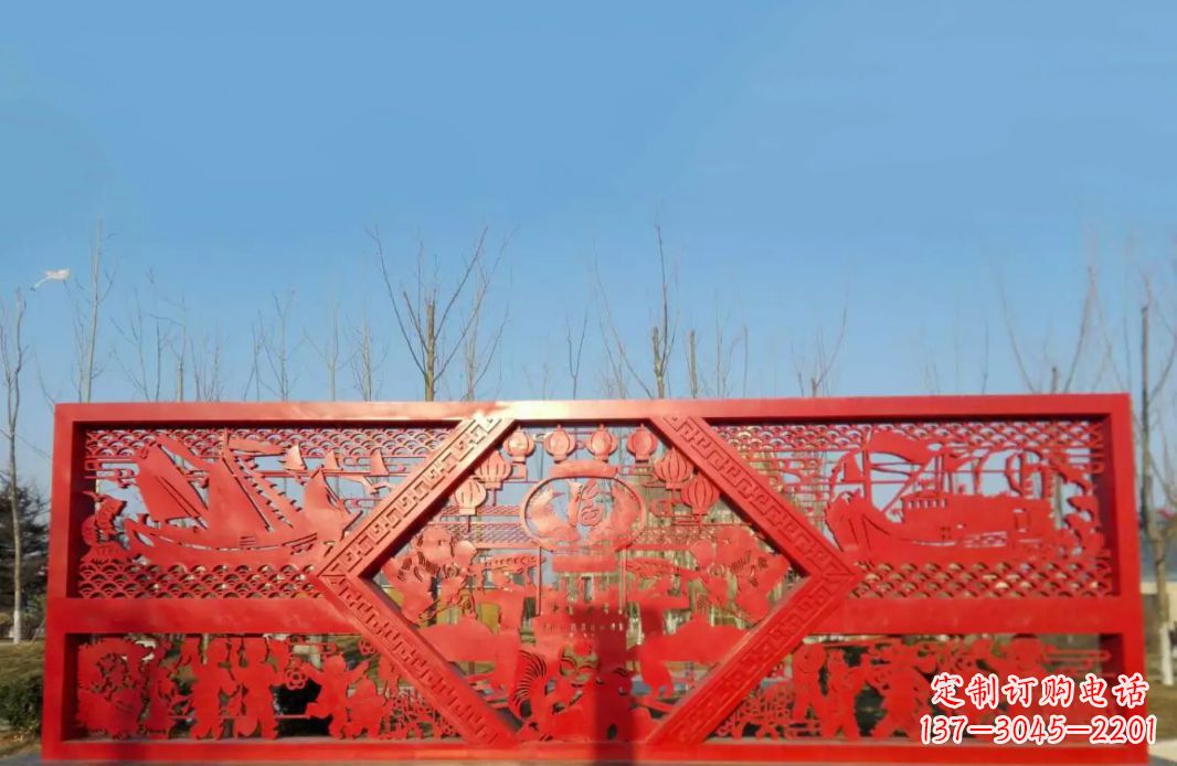 贵阳不锈钢福字剪纸广场景观雕塑