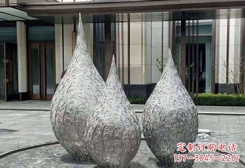 贵阳不锈钢镂空水滴雕塑精致美观