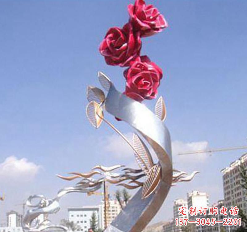 贵阳不锈钢玫瑰雕塑,点缀广场景观