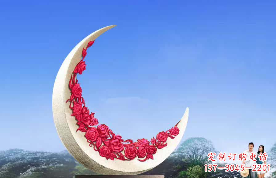 贵阳不锈钢广场月亮雕塑月光下的璀璨美景