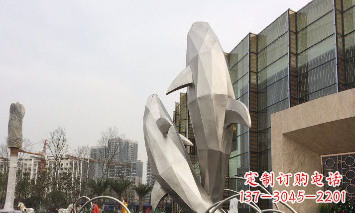 贵阳不锈钢海豚喷泉雕塑精美的海洋之美