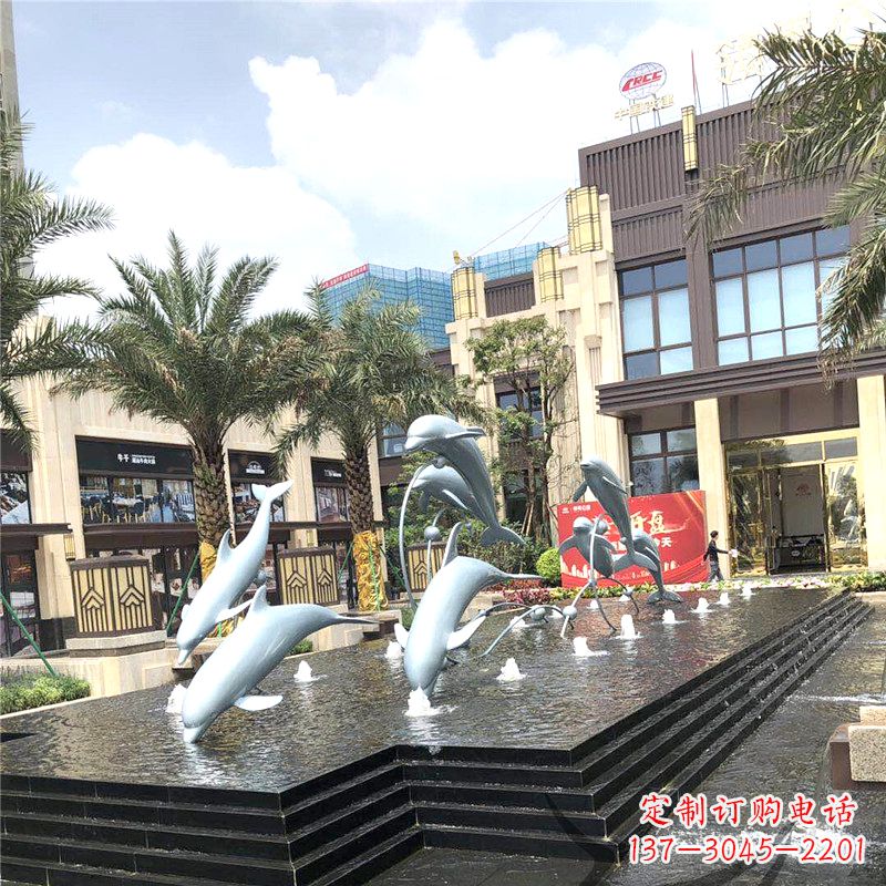 贵阳精美海豚喷泉，点缀城市企业街道