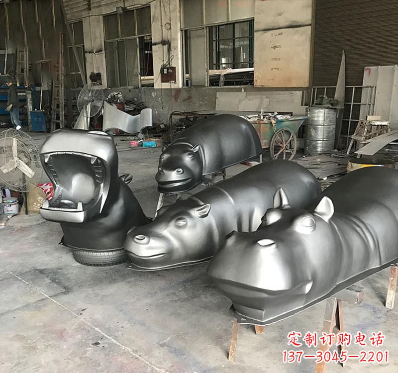 贵阳静态之美22英寸不锈钢河马雕塑