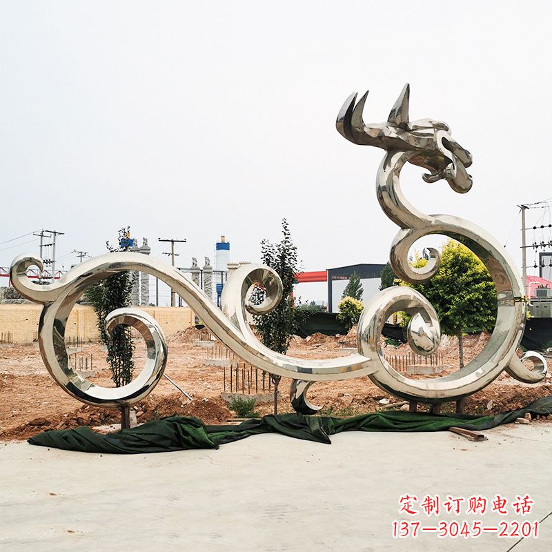 贵阳不锈钢花边龙形雕塑传承中华文化精髓