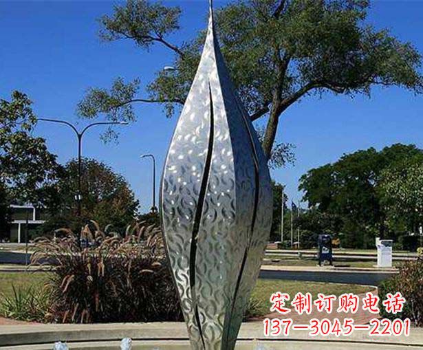 贵阳不锈钢花骨朵喷泉雕塑精致细节展现精美艺术
