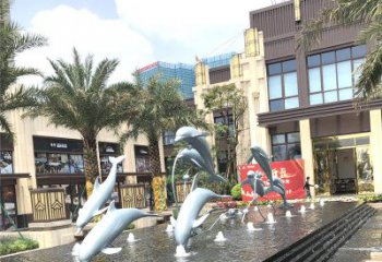 贵阳精美海豚喷泉，点缀城市企业街道