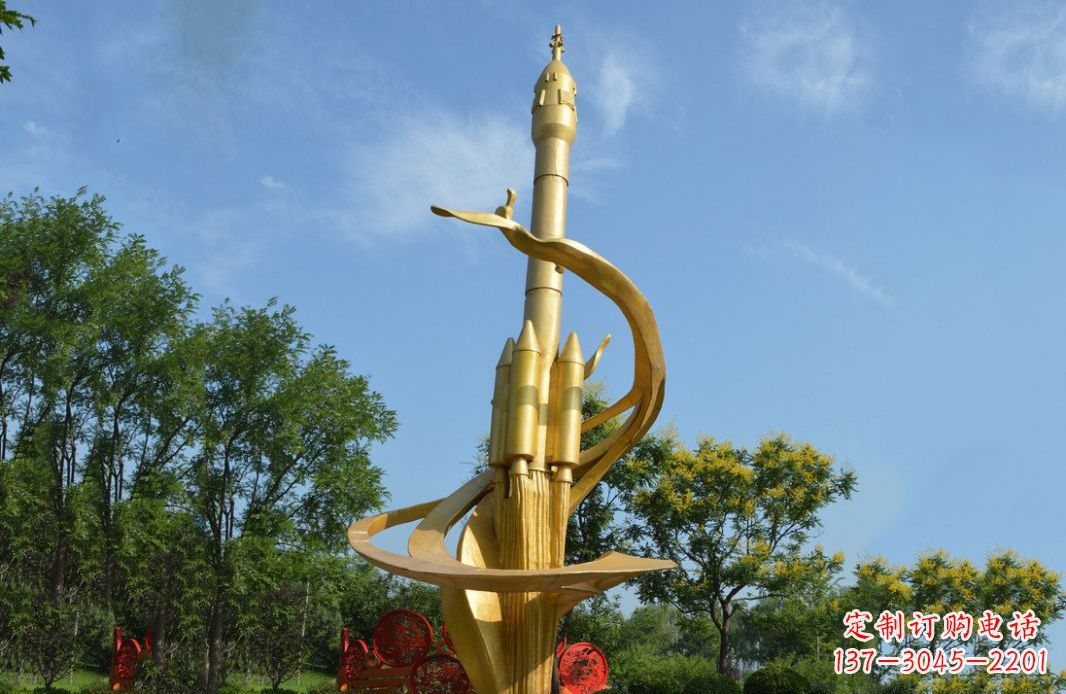贵阳火箭飞向蓝天不锈钢火箭广场景观雕塑