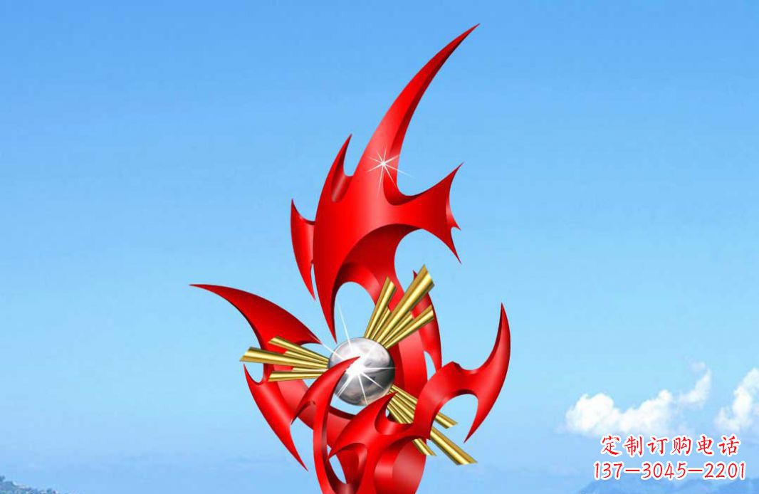 贵阳不锈钢火苗抽象景观雕塑给城市添彩