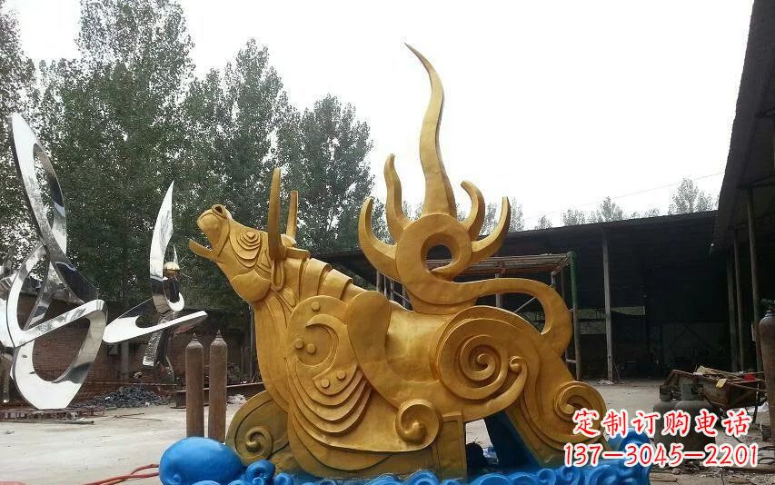 贵阳不锈钢金牛卧波雕塑